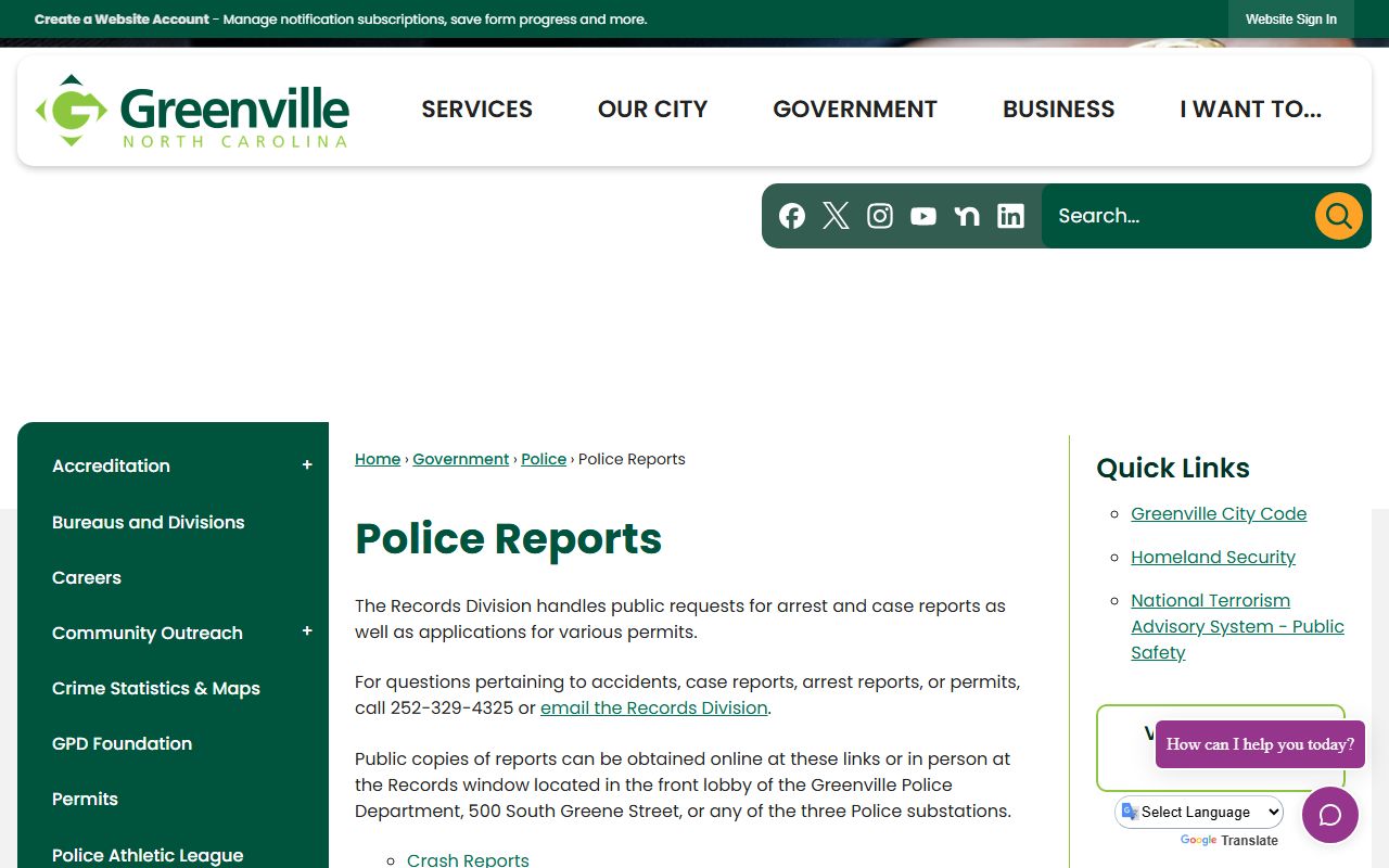 Greenville felony records police reports information