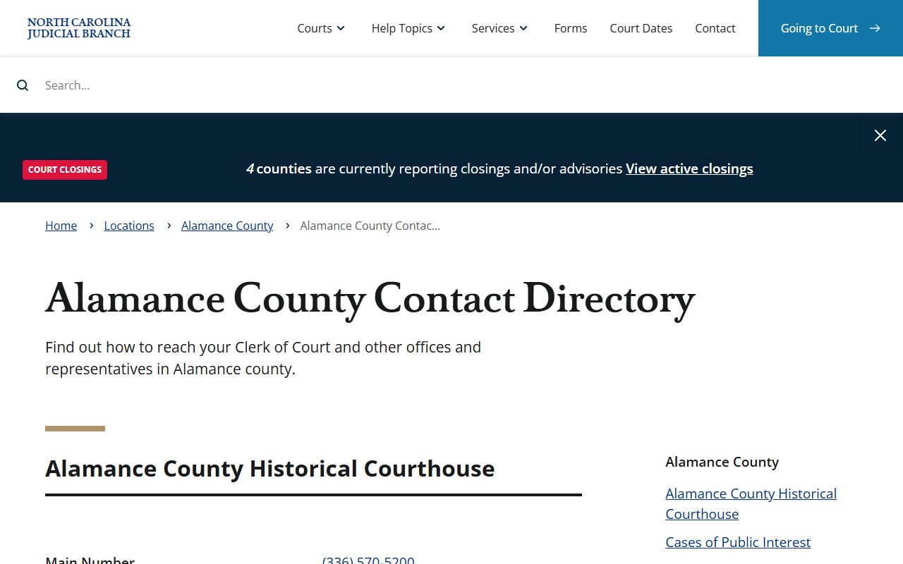 Alamance County felony records contact directory