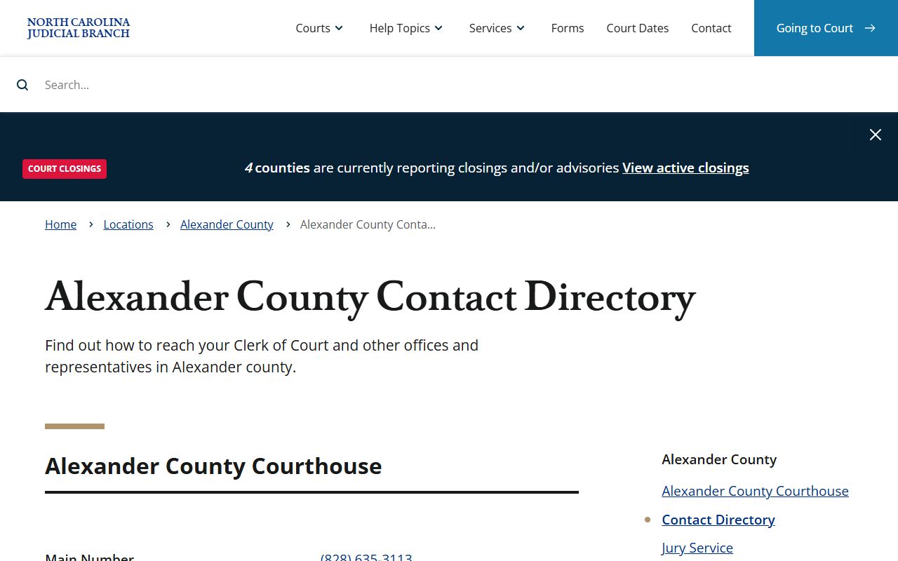 Alexander County felony records contact directory