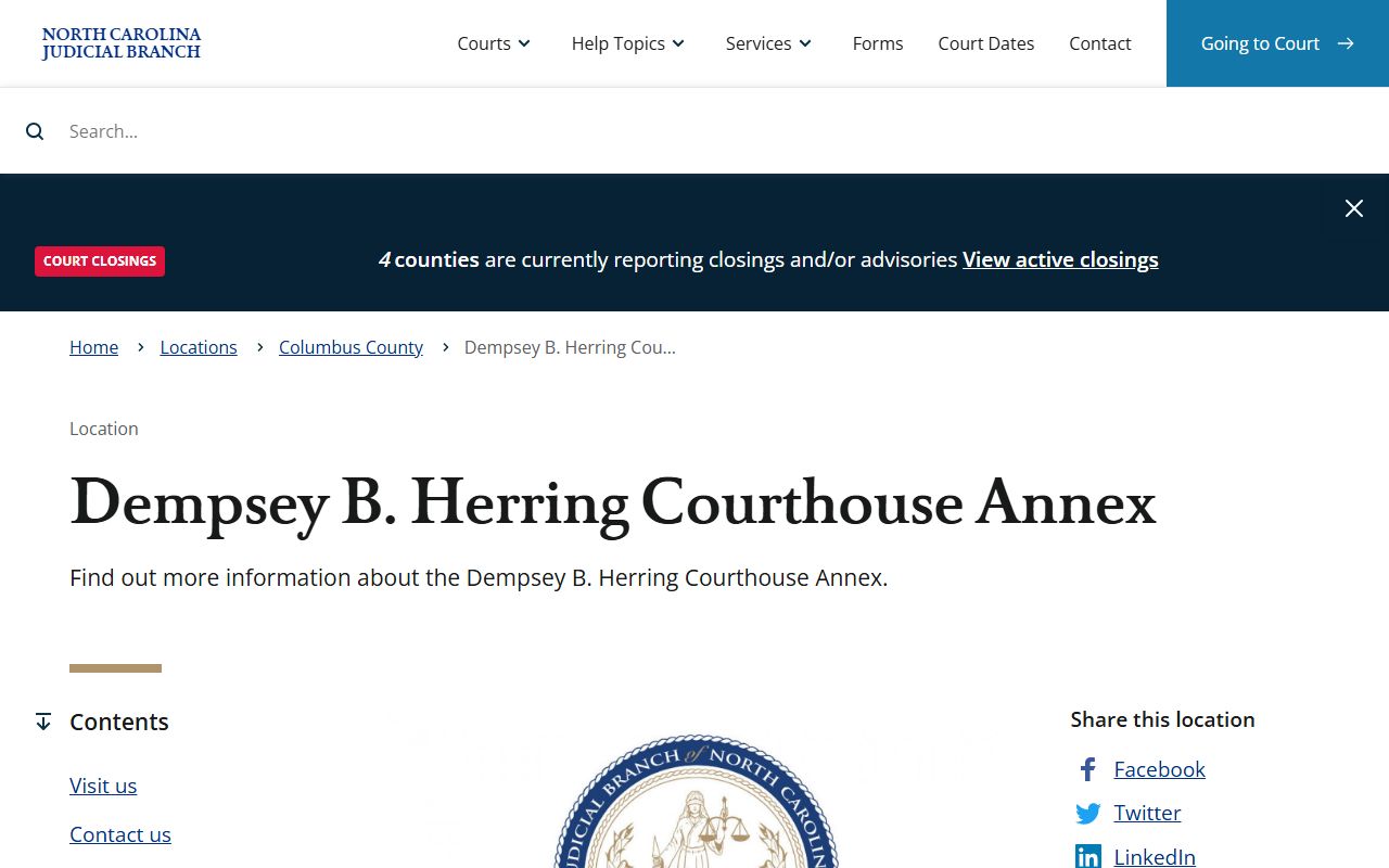 Columbus County felony records Dempsey B Herring Courthouse Annex