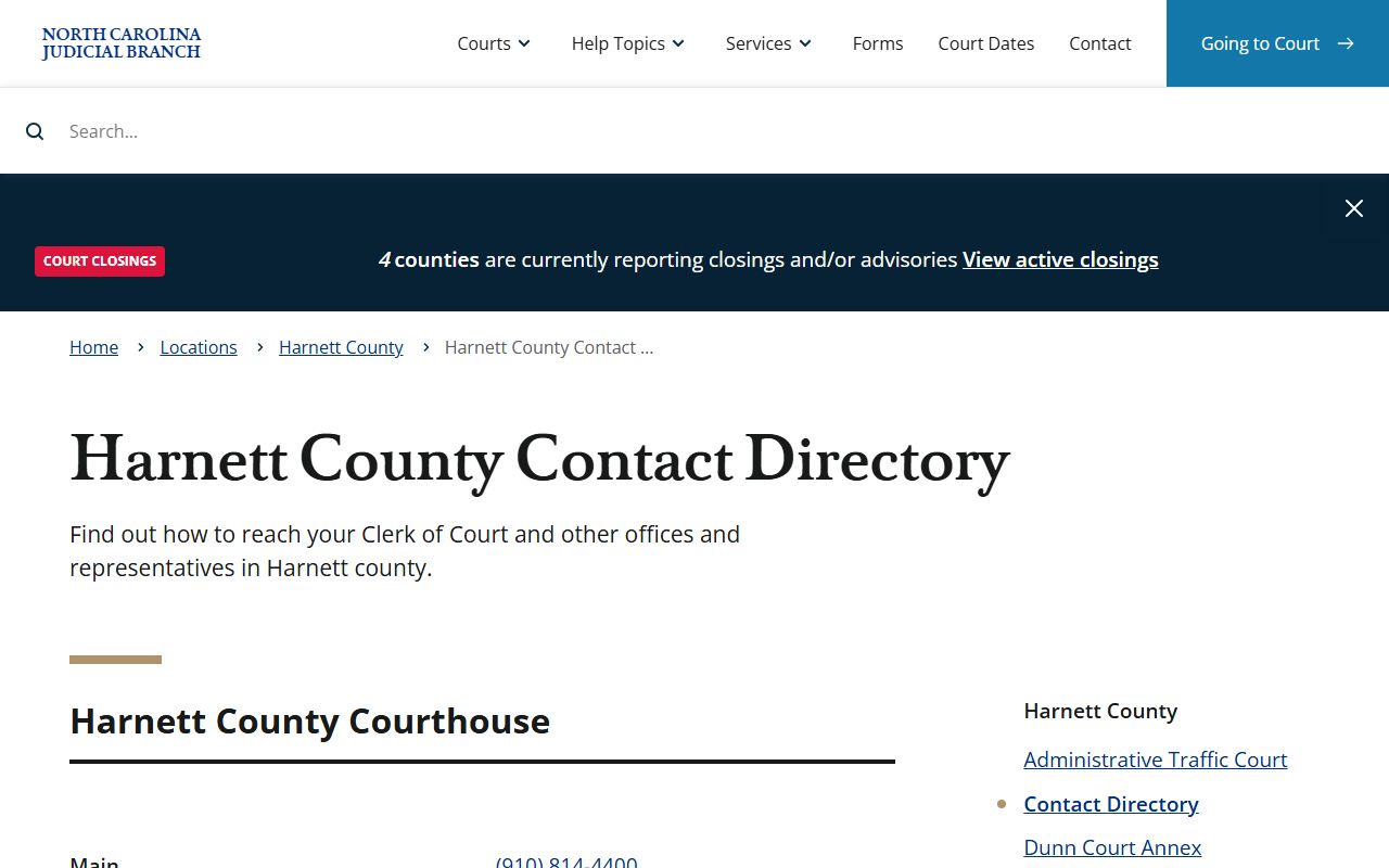 Harnett County contact directory for felony records