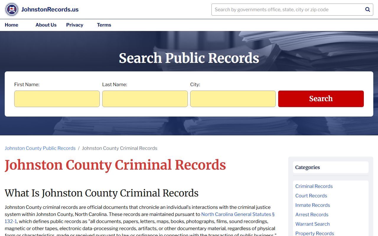 Johnston County criminal felony records