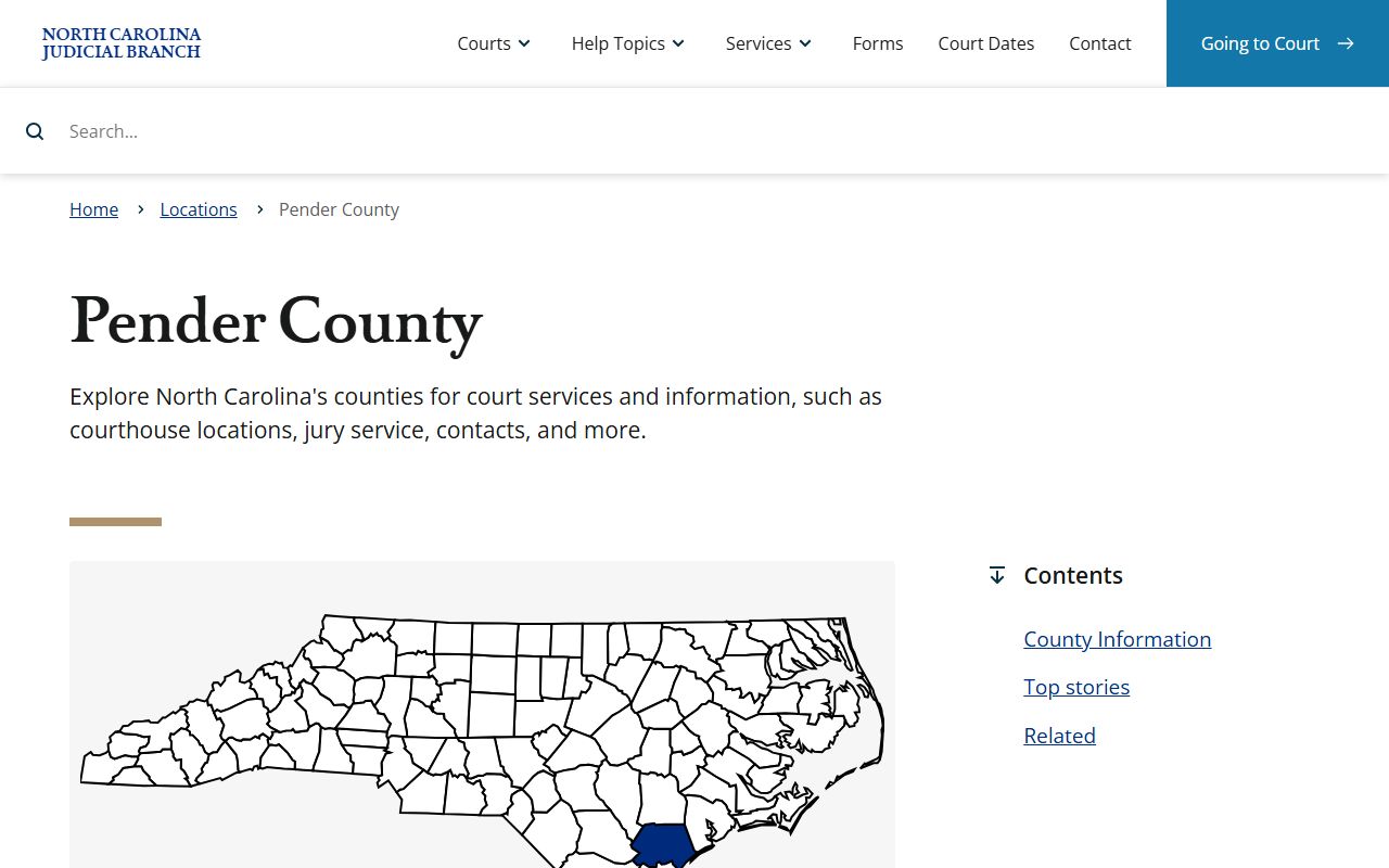 Pender County courthouse felony records information