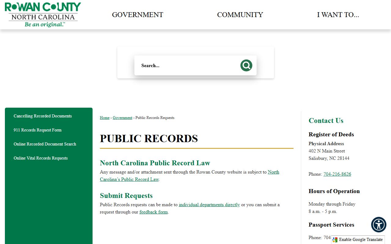 Rowan County public records request for felony records