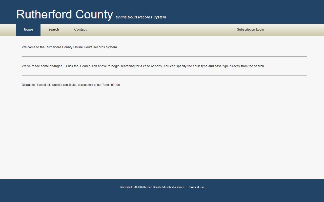 Rutherford County felony records online search tool