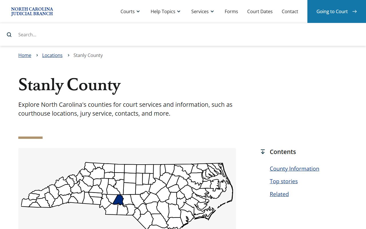 Stanly County courthouse felony records page