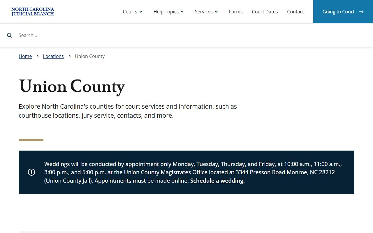 Union County courthouse felony records page