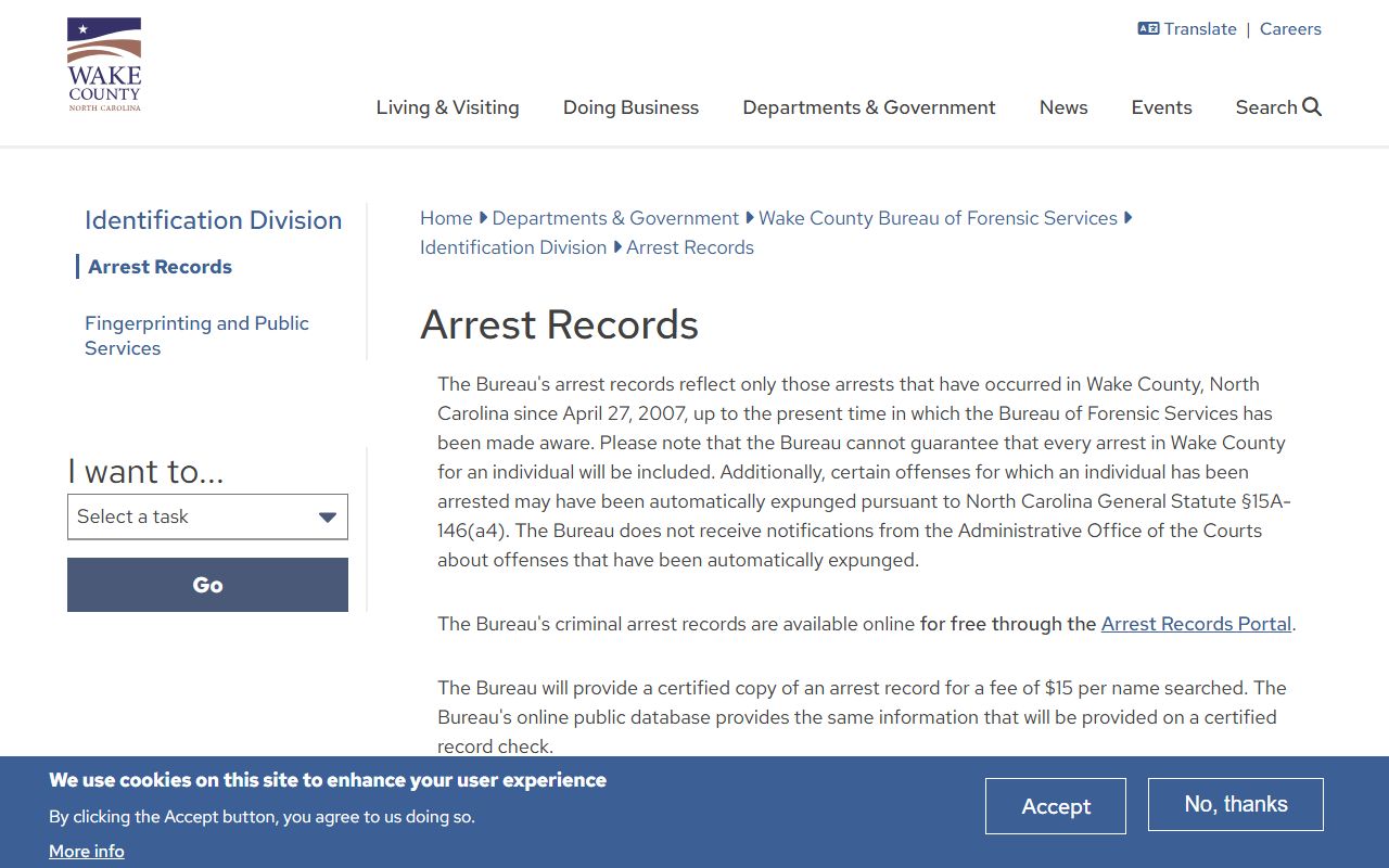 Wake County CCBI criminal felony records portal