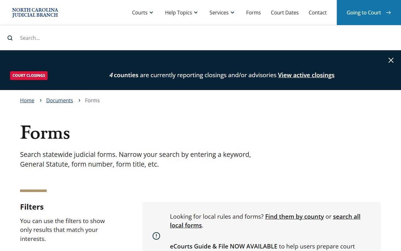 NC Administrative Office of the Courts forms for felony record requests